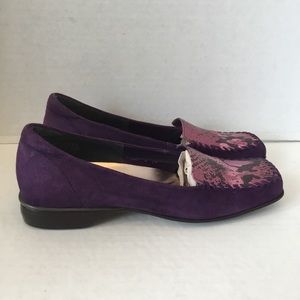 Enzo Angiolini Lanny Women's Purple Suede Loafers Slip On Emboss Snake Print